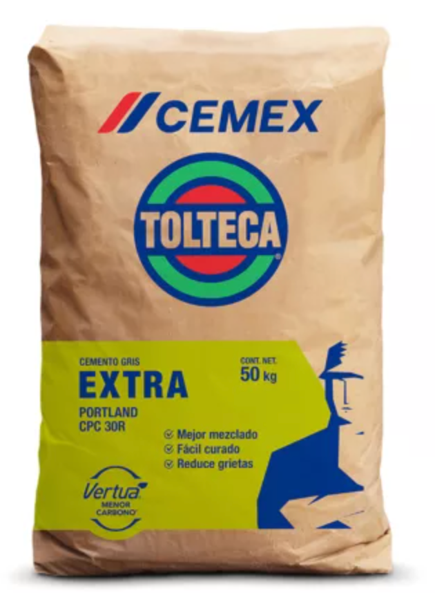 Cemex, Cemento Tolteca Gris Extra Cpc30R, 50 Kg, Saco